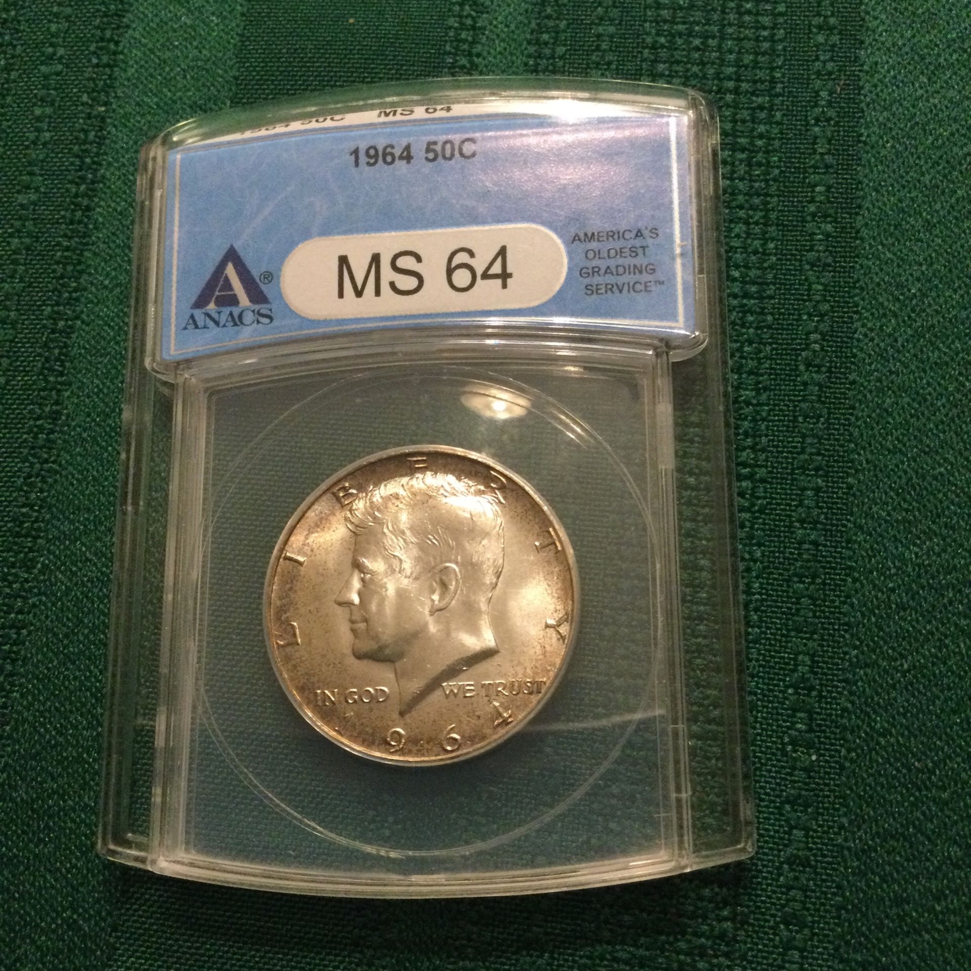 1964 KENNEDY SILVER HALF DOLLAR.