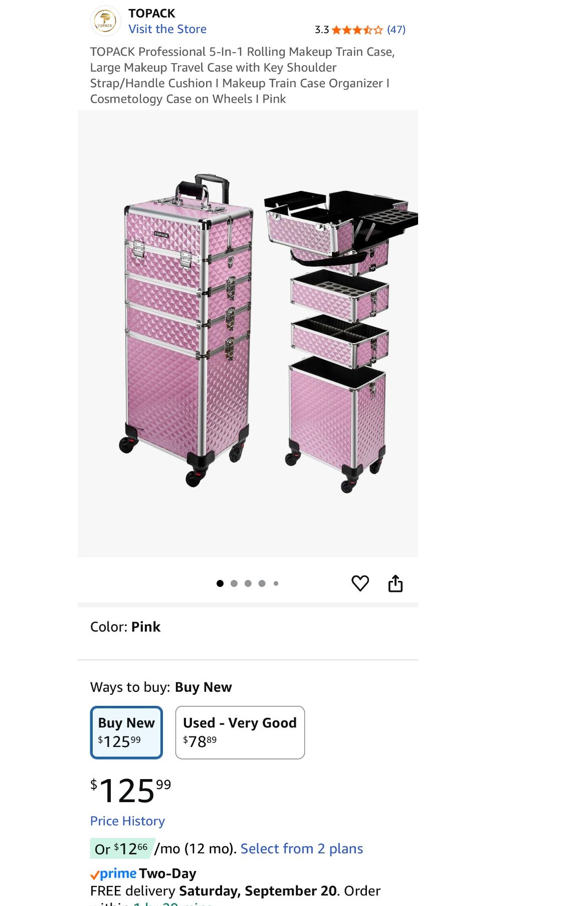 OPACK Professional 5 In 1 Rolling Makeup Train Case Large Makeup Travel Case