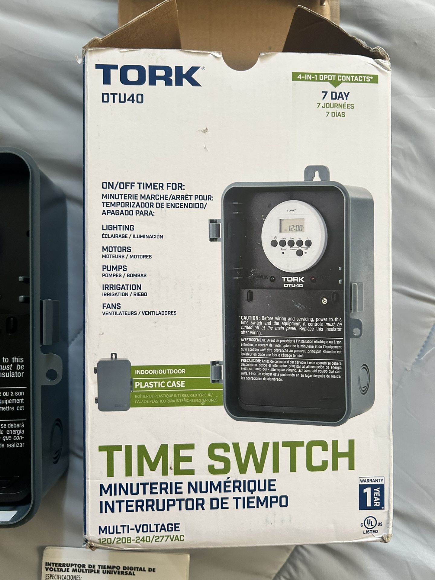 NSi Industries TORK DTU40 Indoor/Outdoor, 7-Day 40-Amp Universal Multi-Volt Digital Appliance Timer - 24-Hour Programming - Multiple On/Off Settings -