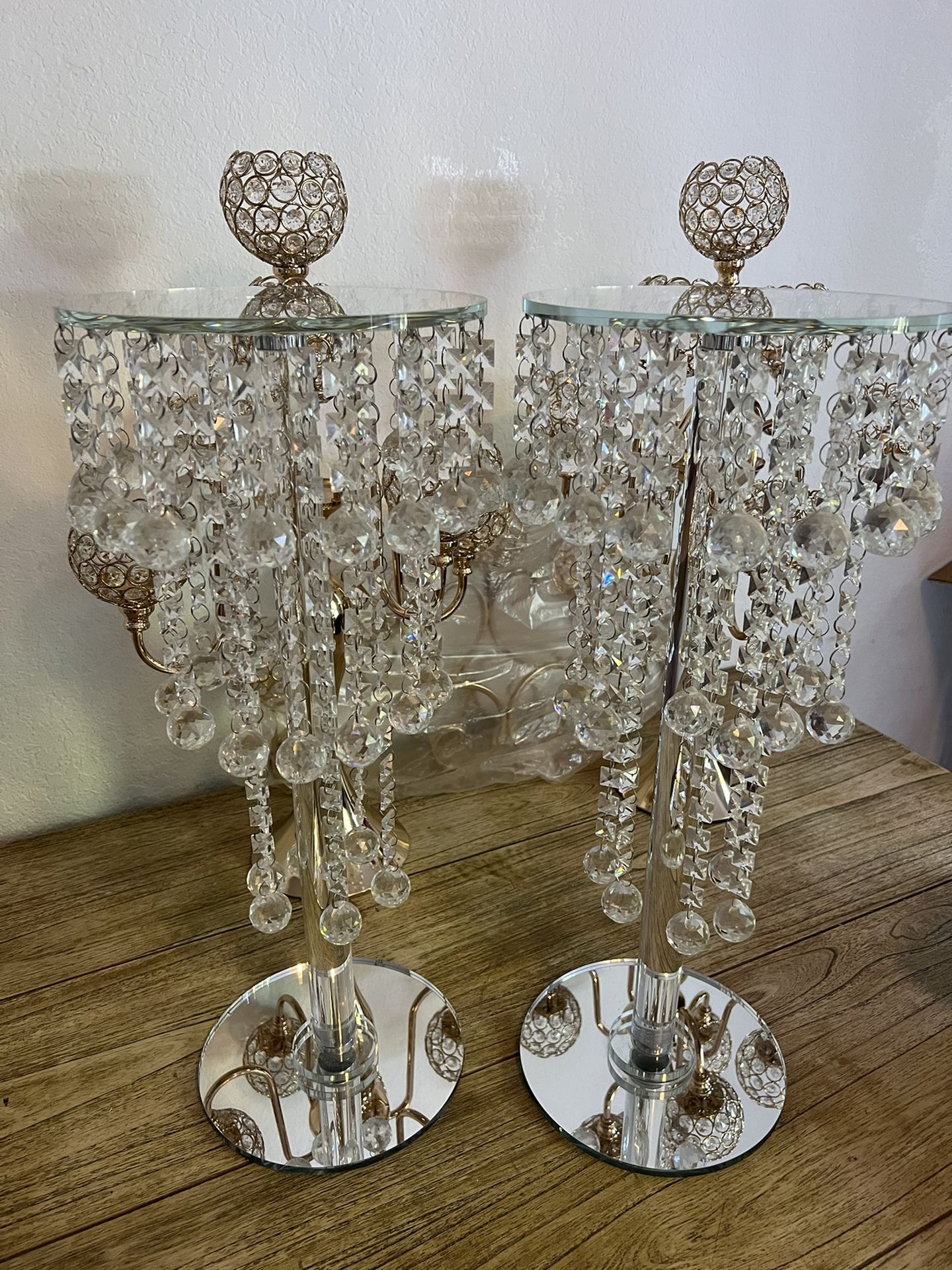 Crystal Chandelier Glass/Mirror Stand Set
