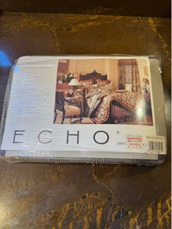 NIP ECHO Revman black/beige plaid Full fitted bed sheet 100% combed cotton
