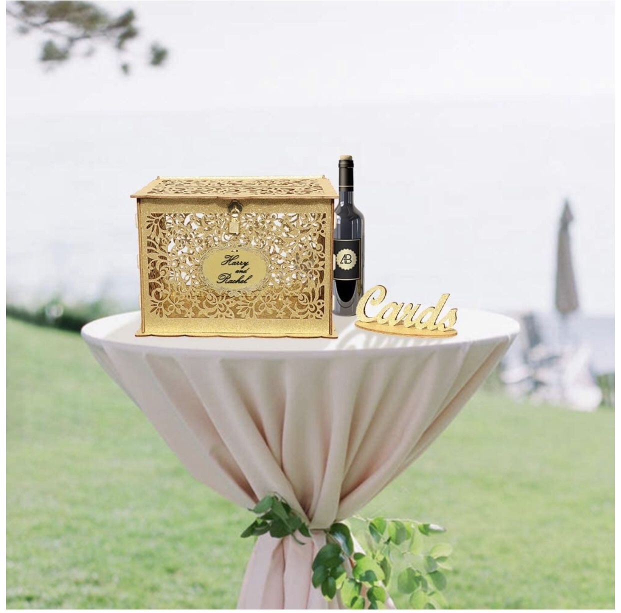 Gold Wedding Card Box for Wedding Reception