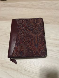 Franklin Quest Leather and Tapestry Zippered Ring-Bound Planner Binder - NEW!