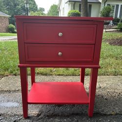 Red Side Table with Drawers