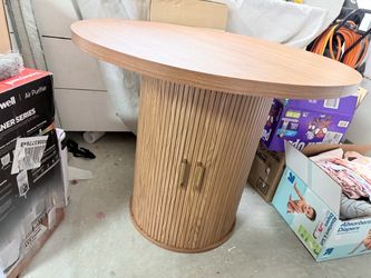 Modern Oval Top Cabinet Side Table