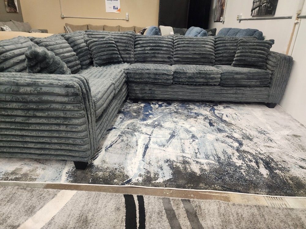 Latest Flavor! 🧊 Brand New Byers Market Wham Gunmetal Thick Corduroy 2pc Full Length Sectionals