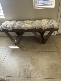 Boho Fabric Triangle  Base Accent bench 