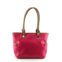 CALVIN KLEIN Hot Pink Rubber & Leather Logo Tote Handbag