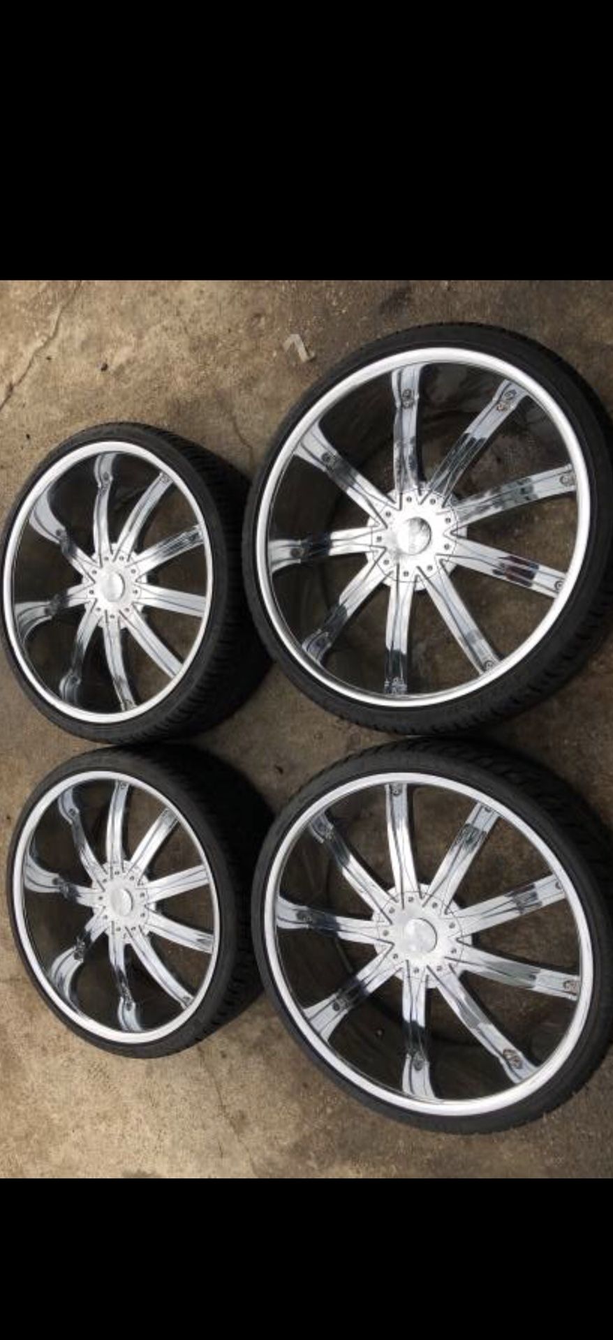 24" Dodge Charger Challenger WHEELS / TIRES 5 Lug RIMS Chrome 24s ## tires with 75% tread. ***Will fit any 5 lug Universal Bolt pattern, 5x120 and 5