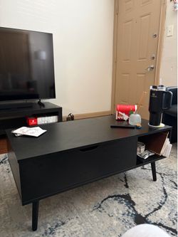 Modern Black Lift-Top Coffee Table with Storage