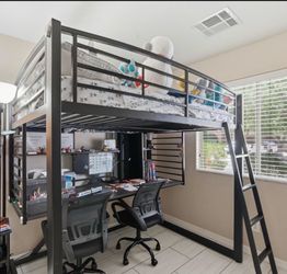 Full size loft bed with desk