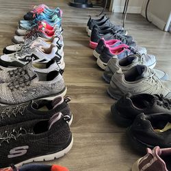 Women's Size 8 Nike, Skechers, Fila, Dearfoams Footwear Bundle