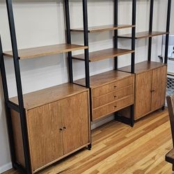 Mid-Century Modern Modular Unit – Solid Maple Wood and Black Frames