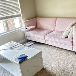 Arabelle Wide Velvet Convertible Sofa Couch
