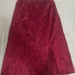 Burgundy Vintage JCPENNEY Silky Detailed Coquette Lace-Trim Ligerie Skirt