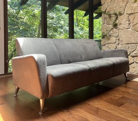 Blue Suede Sofa