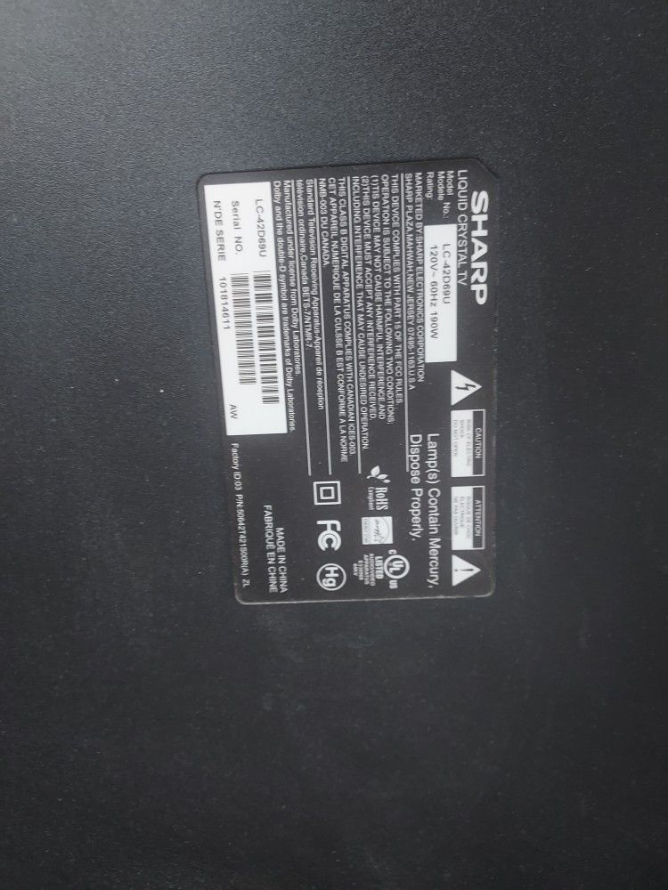 42" SHARP LIQUID CRYSTAL TV