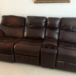 Brown Reclining 3-Seater Couch 