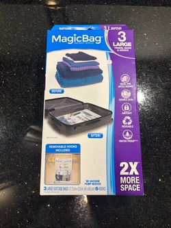 MagicBag Instant Space 3 Large Suitcase Travel Bags & Hooks Just Roll-to-compress