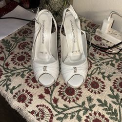 D’ALFONSO CORONA WHITE HEELS SLINGBACK HEELS 