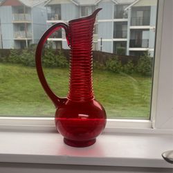 Blown Glass Red Pitcher