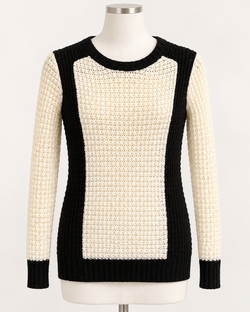 Forever 21 Black Ivory Colorblock Open Knit Sweater US S