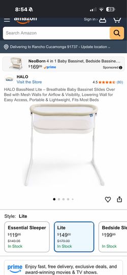 HALO BassiNest Lite Baby Bassinet - Gray