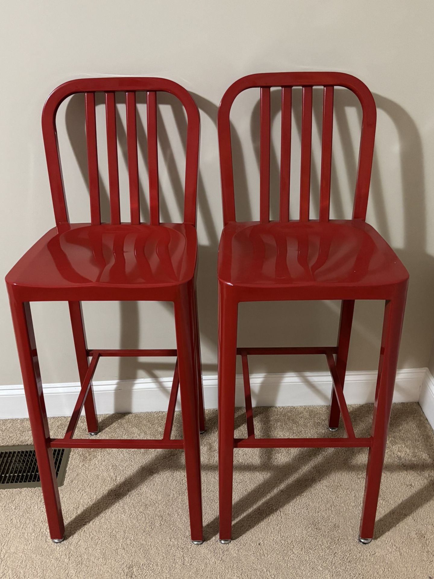 Set Of Two Metal Counter Height Chairs