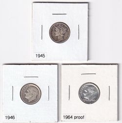 Silver U.S. Dimes 1(contact info removed): Set of 3 Key Date Dimes