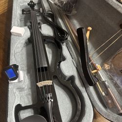 Electric Violin with New Bow, Digital Tuner, Shoulder Rest, Headset, Cable, Extra Strings $150 Firm