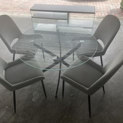 Modern Glass Dining Set + TV Stand 