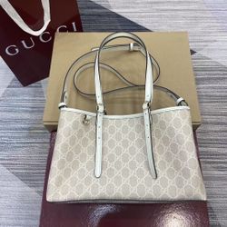 Gucci Cream and White Monogram Tote