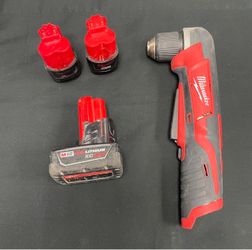 Milwaukee 12v Right Angle Drill w/3 Battery’s