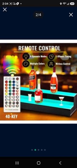 LED Lighted Liquor Bottle Display Shelf, 40-inch LED Bar Shelves for Liquor, 2-Step Lighted Liquor Bottle Shelf for Home/Commercial Bar, Acrylic Light