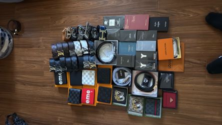 Designer colognes, belts, wallets, card holders, clothes
