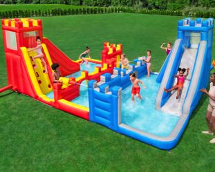 Inflatable Castle Water Park with Dual Slides