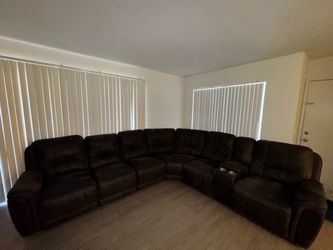 Large Dark Brown Reclining Sectional Sofa