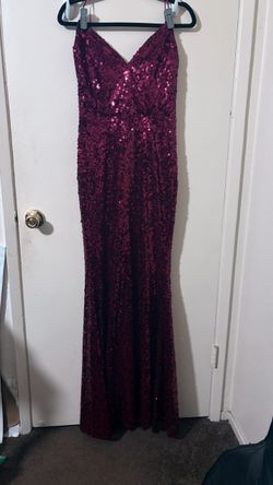 Burgundy Sequin Formal Maxi Gown