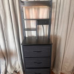 Tall Nightstand Charging Station USB Ports Storage