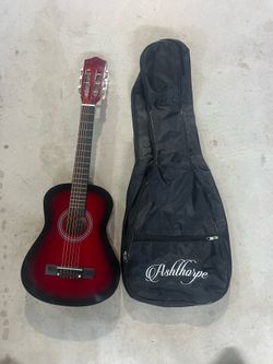 Ashthorpe 30-Inch Beginner Acoustic Guitar - Red, Starter Kit with Gig Bag