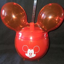 Disney Parks Mickey Wares Red Balloon Sipper Cup With Straw New Brand New