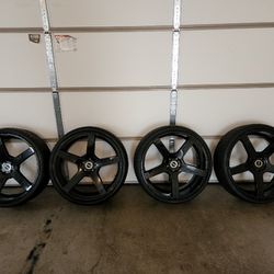 Set Of 4 All Black 24" Strada Wheels And Tires 