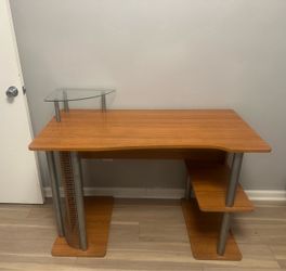 Wood and Glass Computer Desk