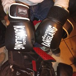 Boxing Gloves ,Punching Mat, Leg Pads,North Face Gym Bag