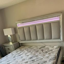 Beautiful Gray King LED light Bedroom Set $1