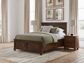 Danabrin Brown Queen Panel Storage Bed (Online Special Price)