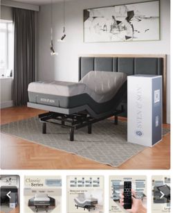 Sven & Son Bliss Adjustable Bed Base-Frame + 14 inch Hybrid Spring Matt (Medium Soft), Head and Foot Lift, Lumbar, Pillow-Tilt, Massage, Under-Bed Lig