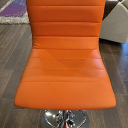Set of 3 Adjustable Bar Stools – Modern Orange Swivel Counter Height Chairs