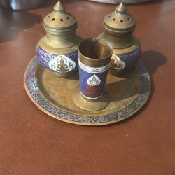 1960’s Indian Salt And Pepper Shaker With Toothpick Holder 
