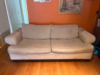 Beige Microfiber Two-Cushion Sofa